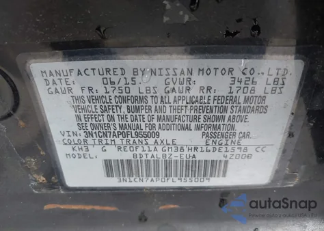 2015 Nissan Versa 1.6 Sv z USA, uszkodzony, nr VIN 3N1CN7AP0FL955009